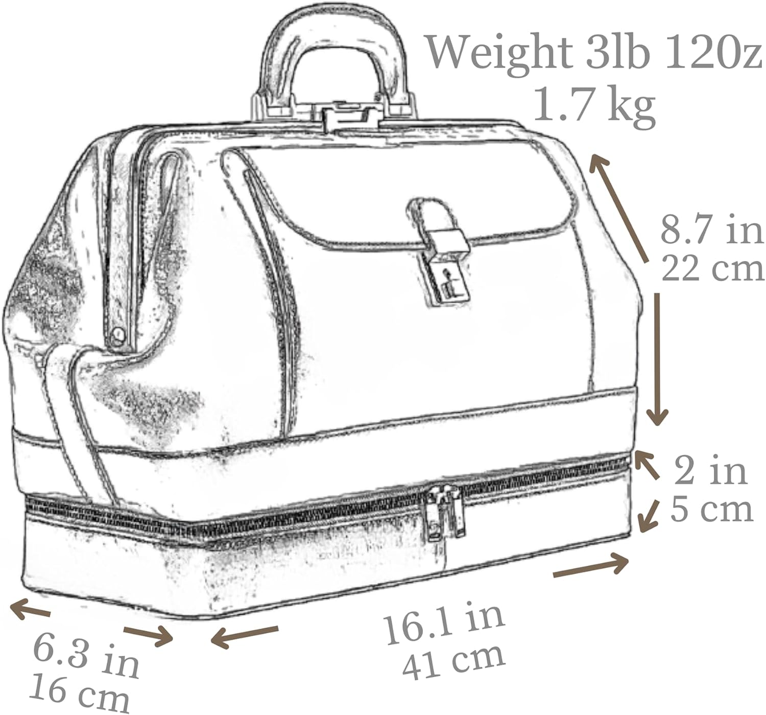 Thumbnail 6 de Time Resistance Full Grain Leather Doctor Bag – Vintage Style Medical Briefcase