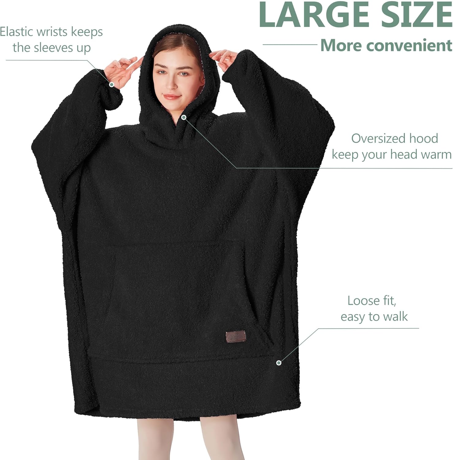 Thumbnail 3 de Catalonia Classy warme tragbare Decke mit Kapuze – oversized Sherpa Hoodie Decke