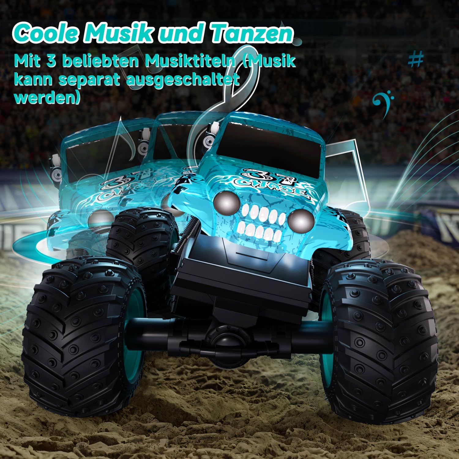 Thumbnail 3 de PENGBU RC ferngesteuerter Monstertruck (2,4 GHz) mit 360°-Drehung, Aufrecht-Gehen, LED & Musik