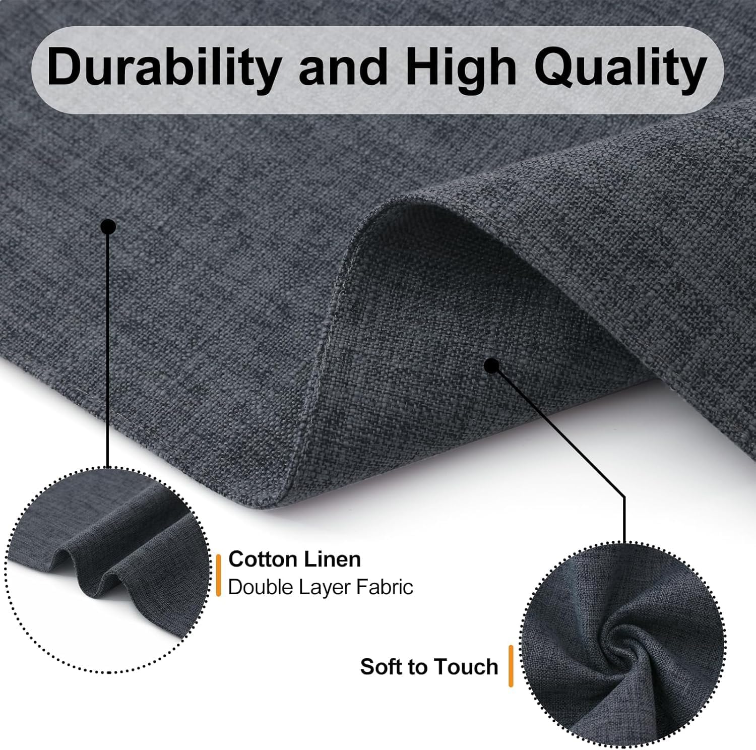 Detalle 2 de Homaxy Cloths Placemats for Dining Table (Set of 8) — Heat-Resistant Washable Cotton Linen Blend, Charcoal Gray, 13 x 19 in
