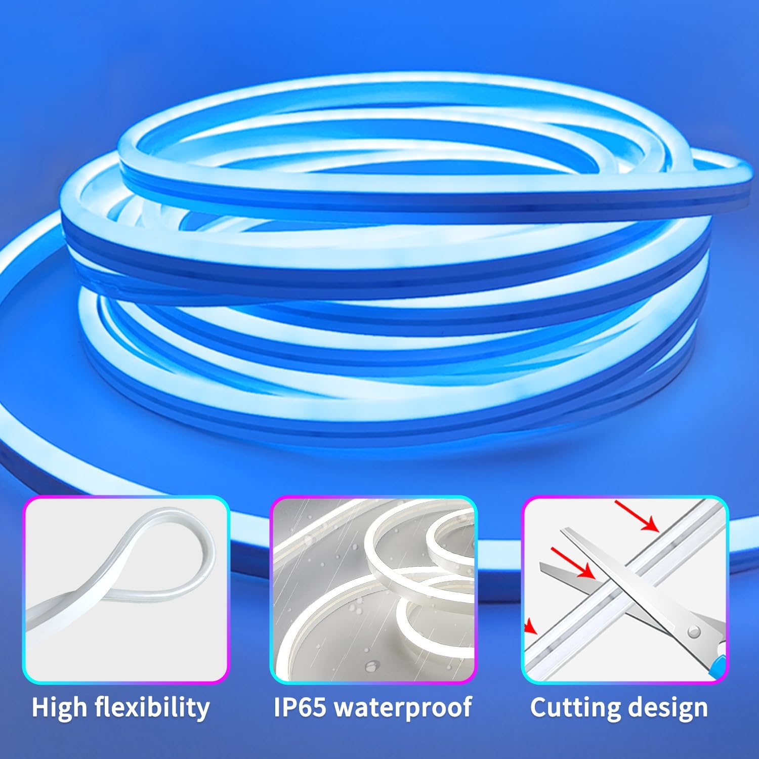 Thumbnail 5 de Segrass 20M LED Neon Lights Strip — RGB, DC 24V, Waterproof Flexible Neon Rope Light with App & Remote Control