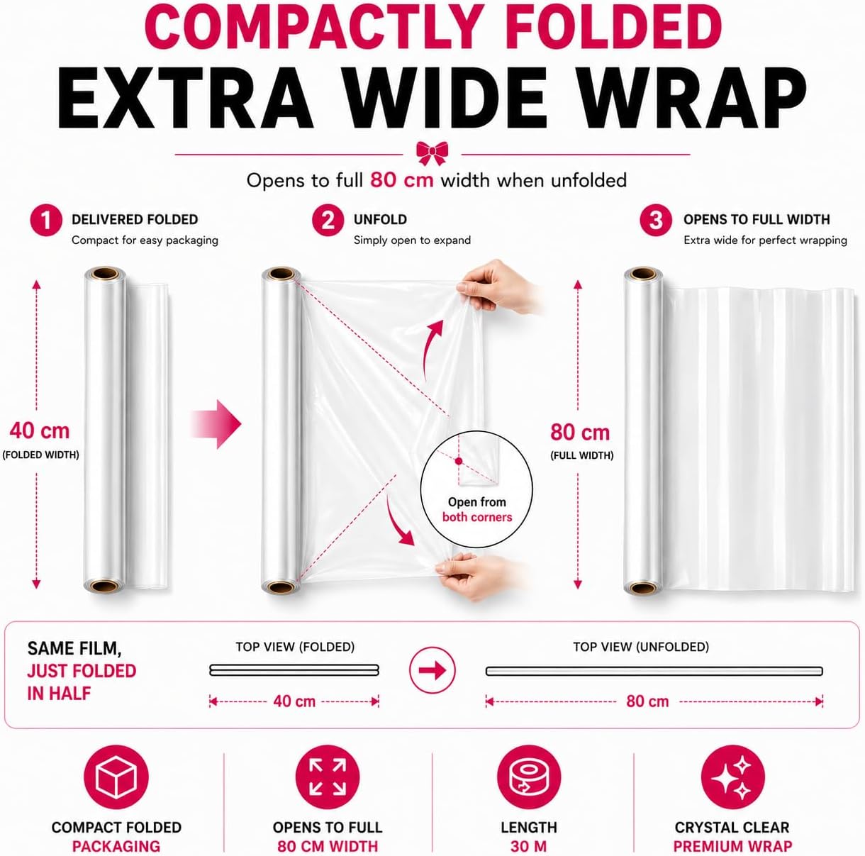 Detalle de Huruc Clear Cellophane Roll 80 cm x 30 m