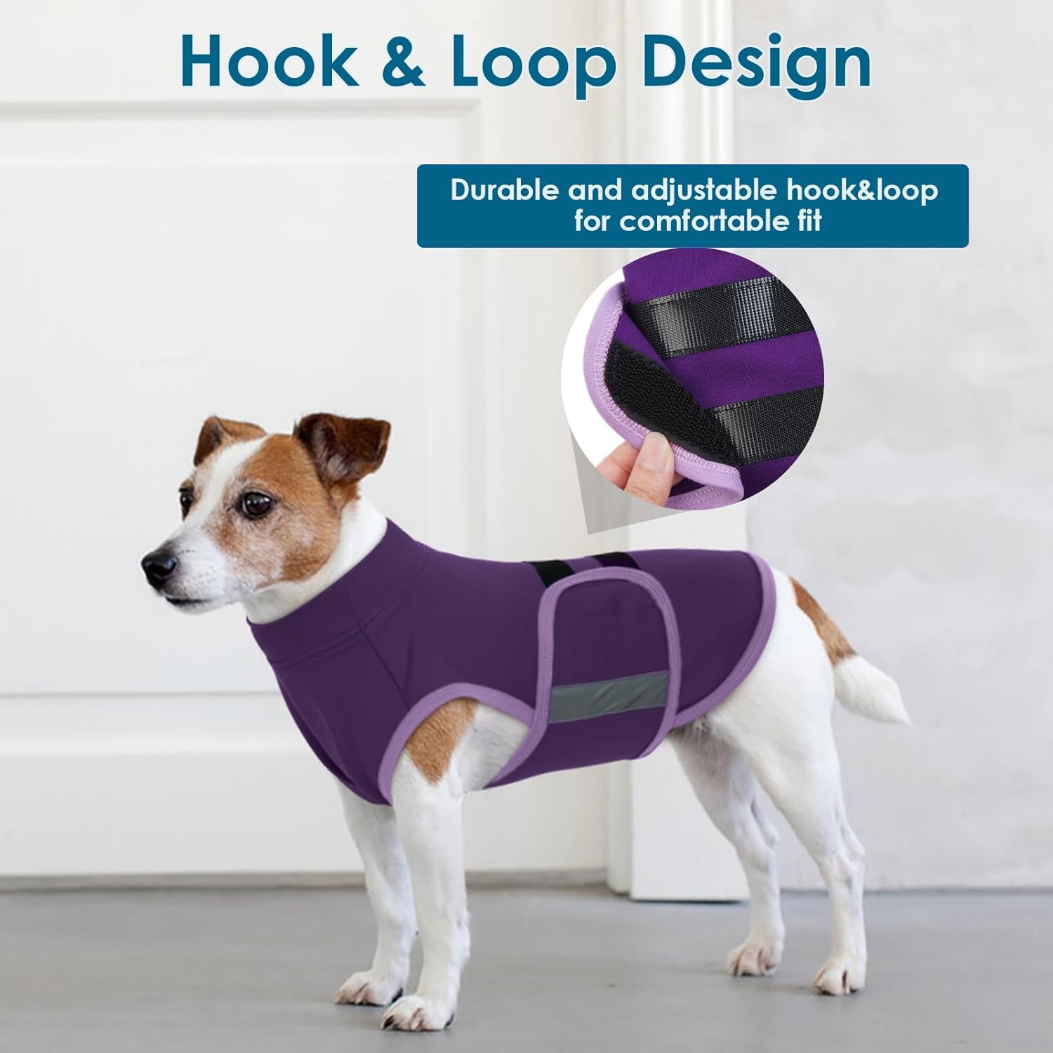 Detalle de Katzinst Dog Stress and Anxiety Relief Vest, Lightweight & Reflective (Purple, Size L) for Large Dogs