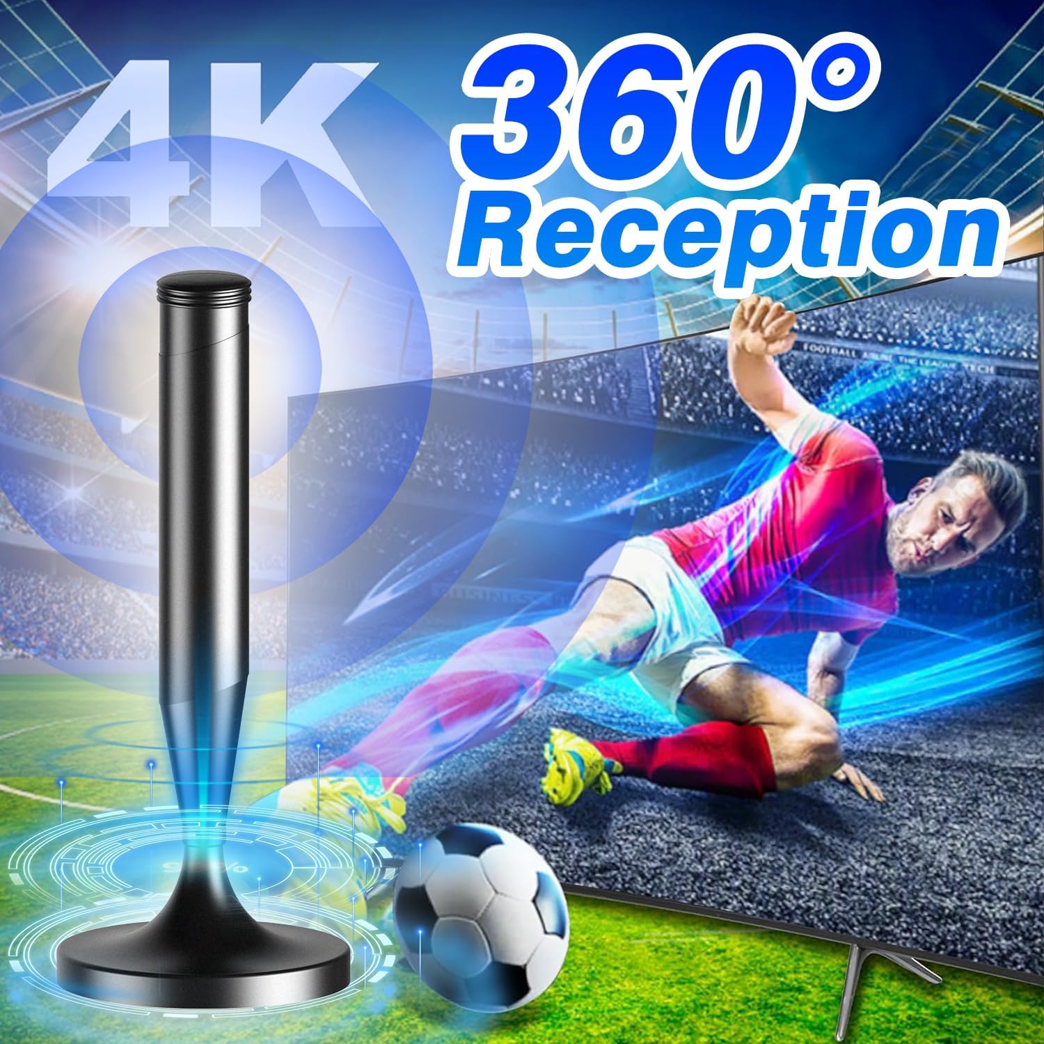 Detalle 2 de Indoor TV Aerial for Freeview & Freeview HD – 360° reception with magnetic base and 5m cable