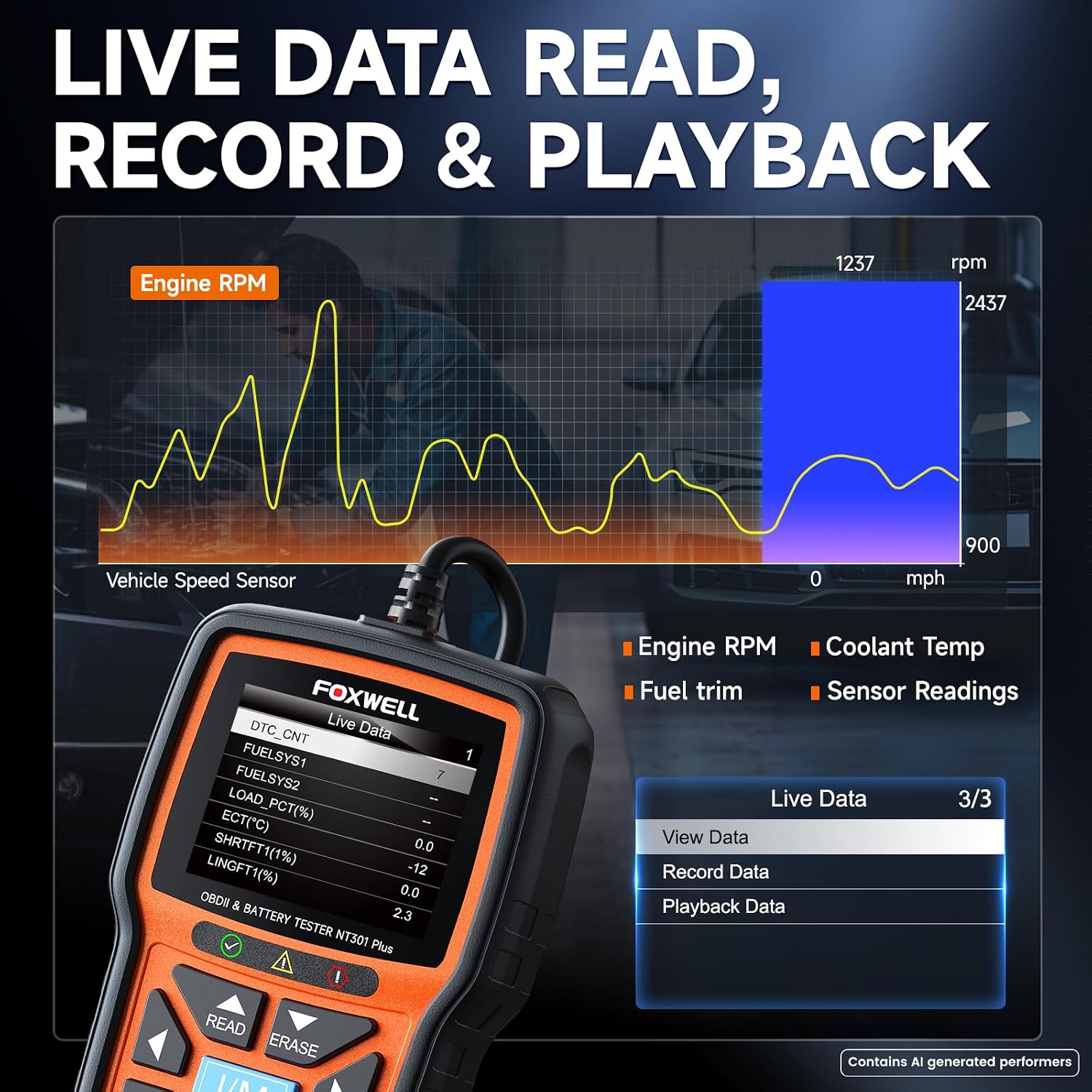 Detalle 2 de FOXWELL OBD2 scanner and 12V battery tester