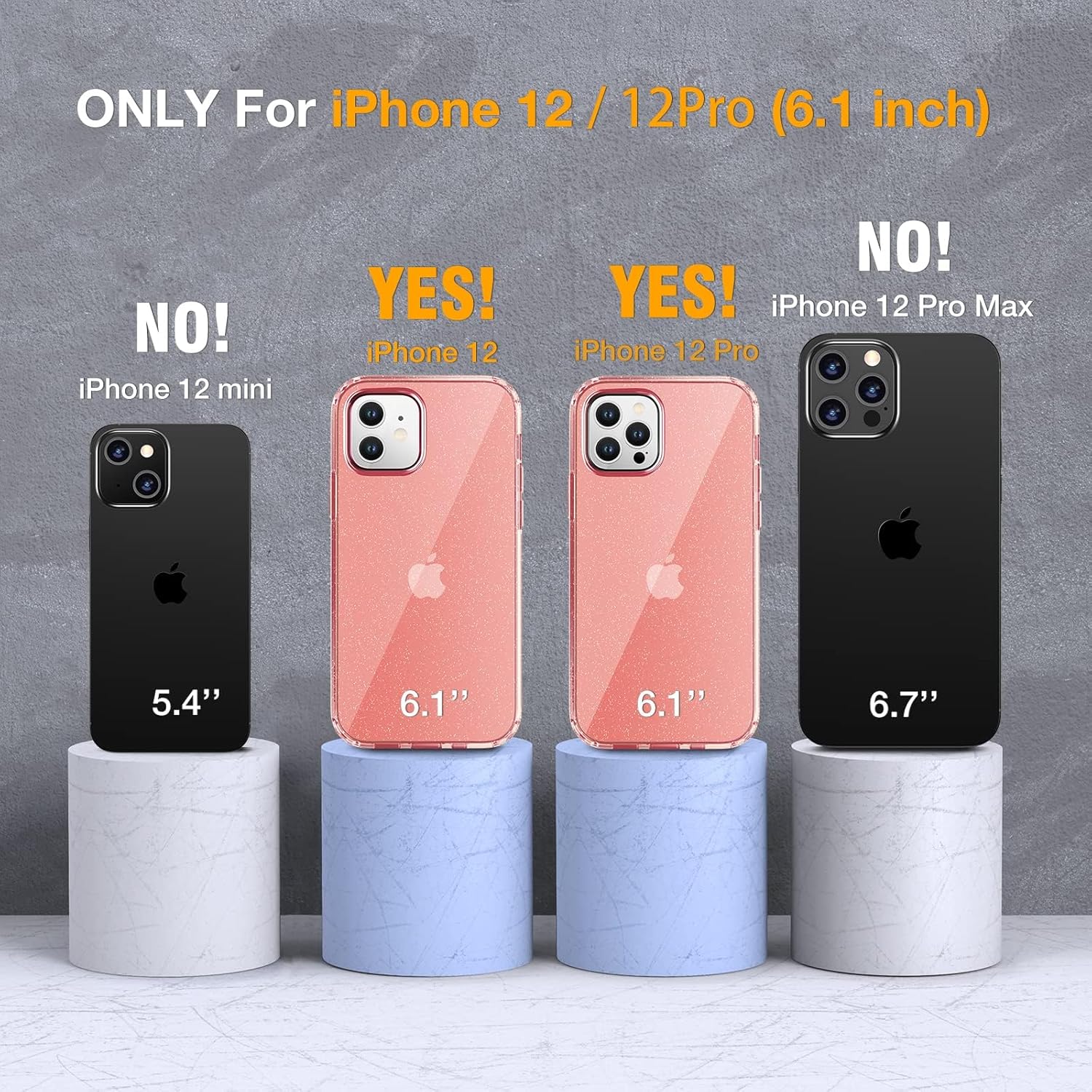 Thumbnail 5 de Miracase 6.1in iPhone 12/12 Pro Case with Built‑in Glass Screen Protector (Glitter Rose)