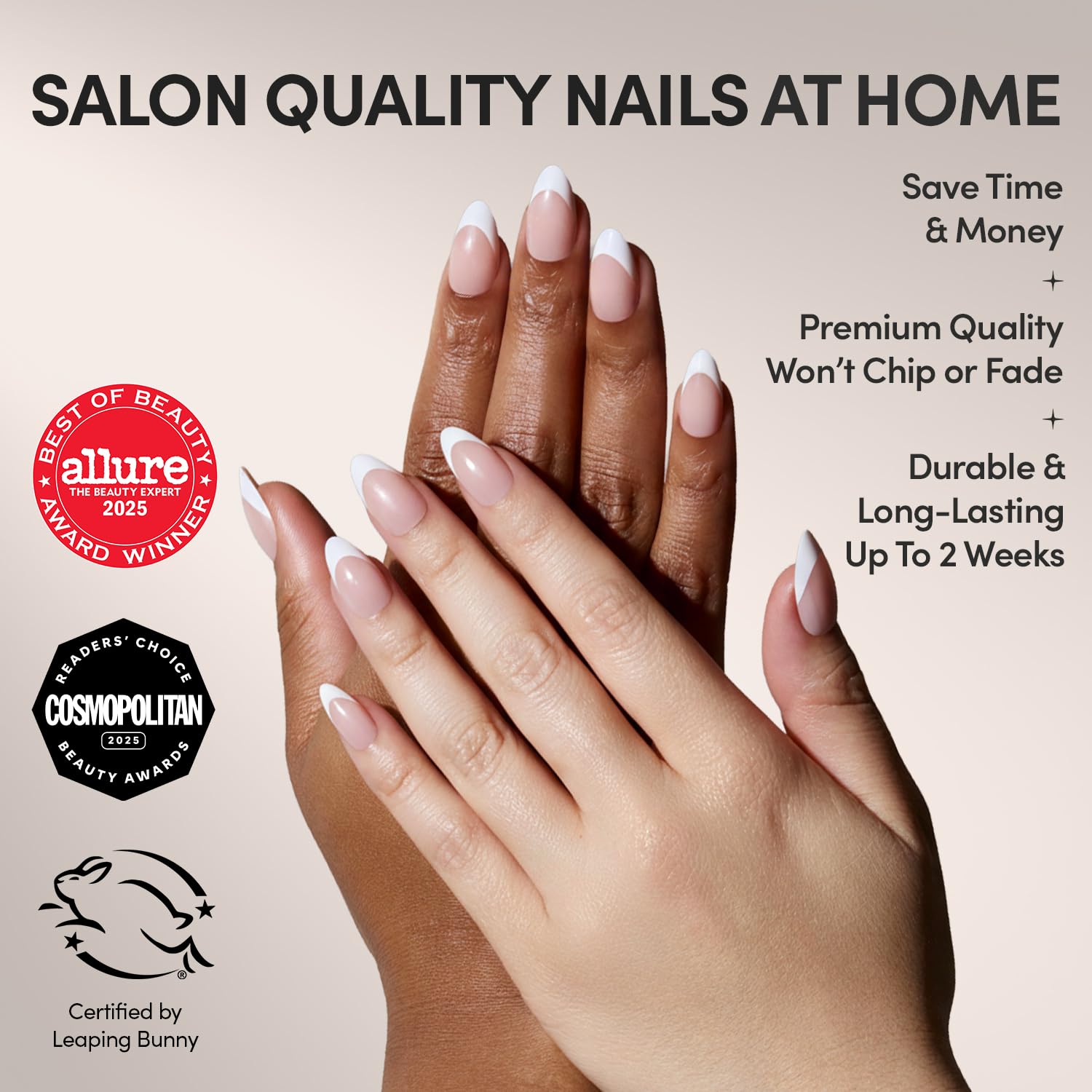 Detalle 2 de Glamnetic MaDamn French Tip press-on nails