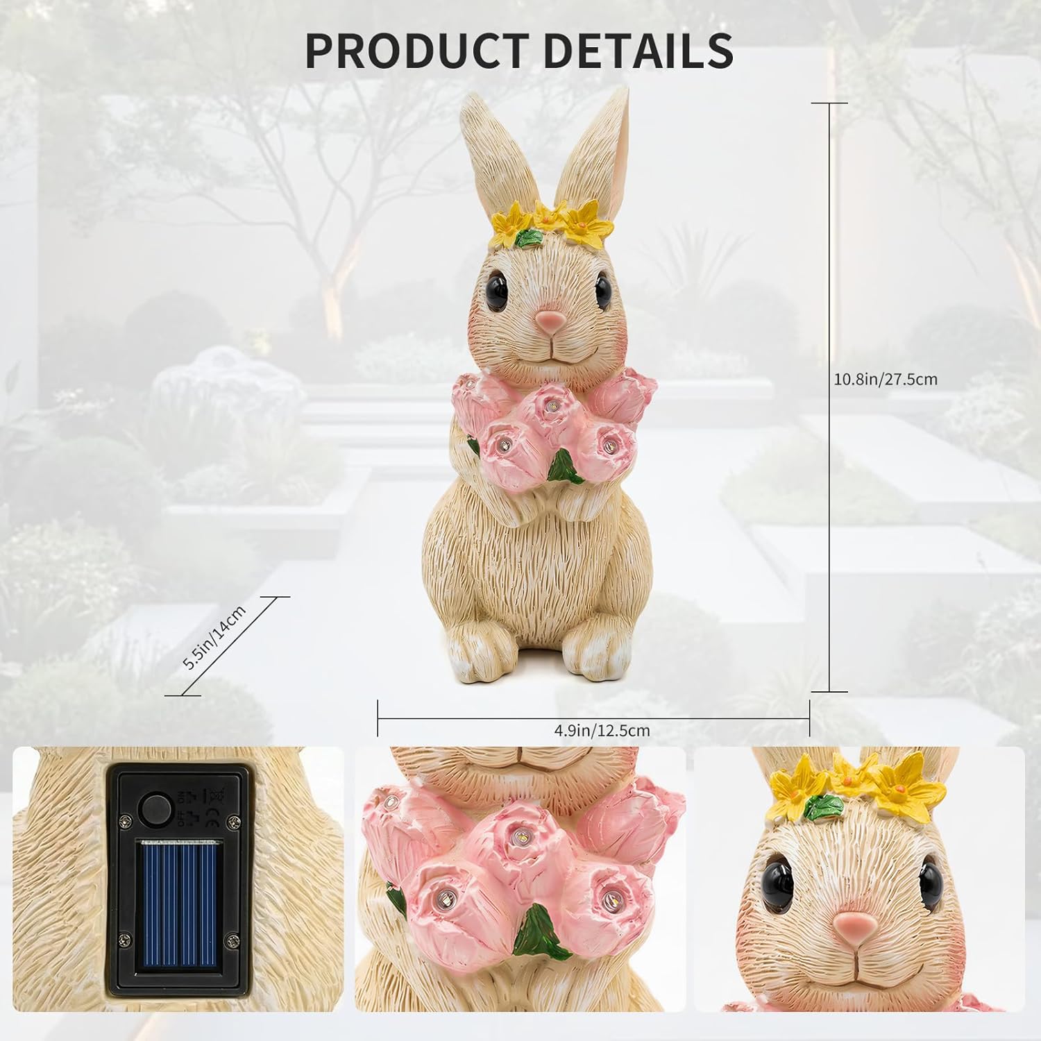 Thumbnail 3 de 2026 All-New Rabbit Solar Garden Statue: LED Rabbit Figurine for Outdoor Decor