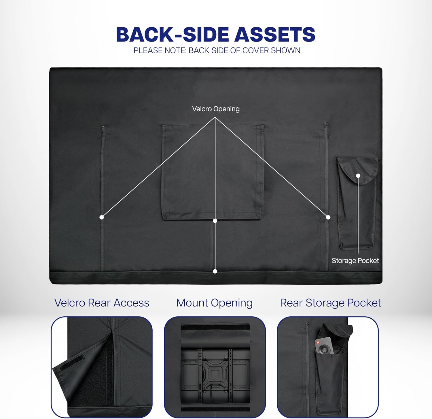 Detalle de VIVO 65–70 inch Flat Screen TV Cover (Black) – Weatherproof Outdoor Protector for Wall-Mounted Screens