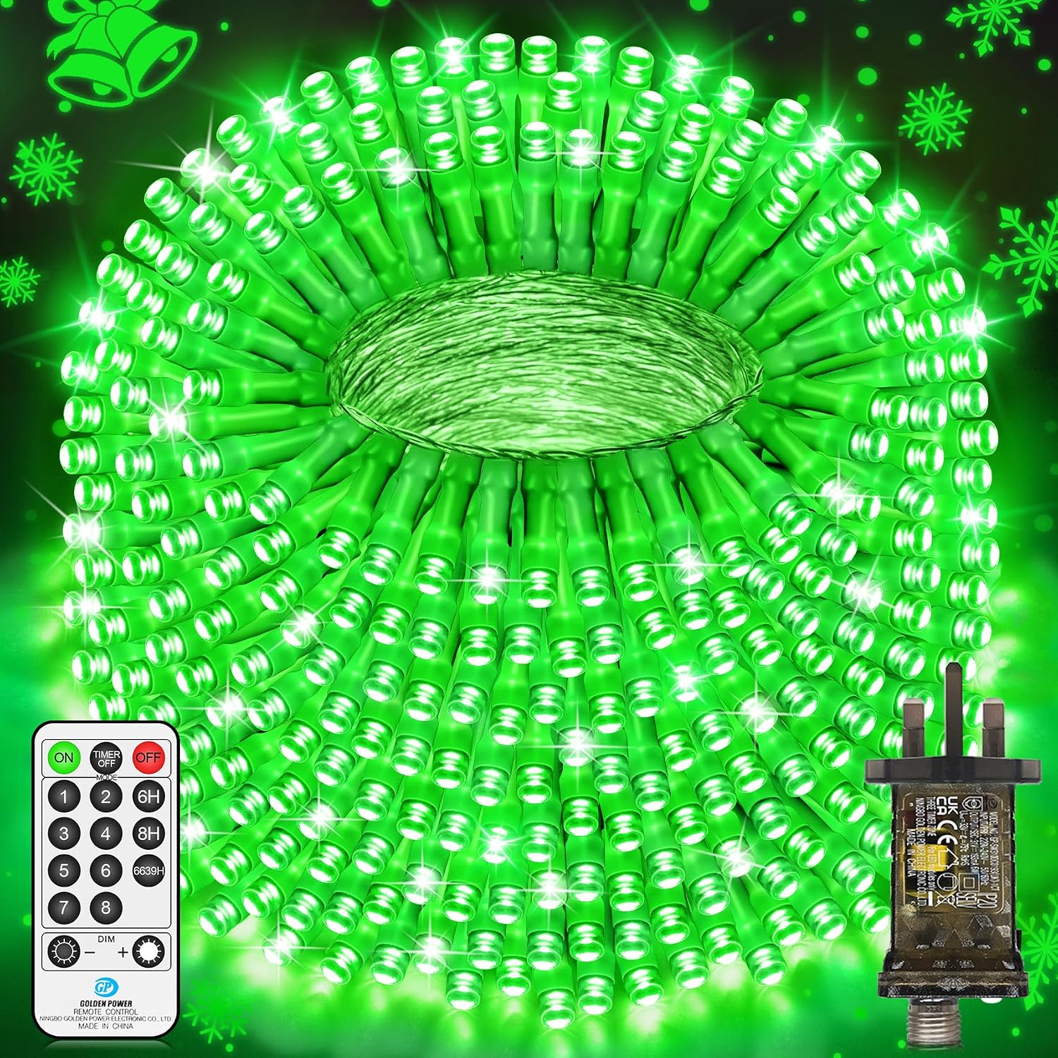 Detalle de JXLEDAYY 60M 500 LED Green Fairy Lights