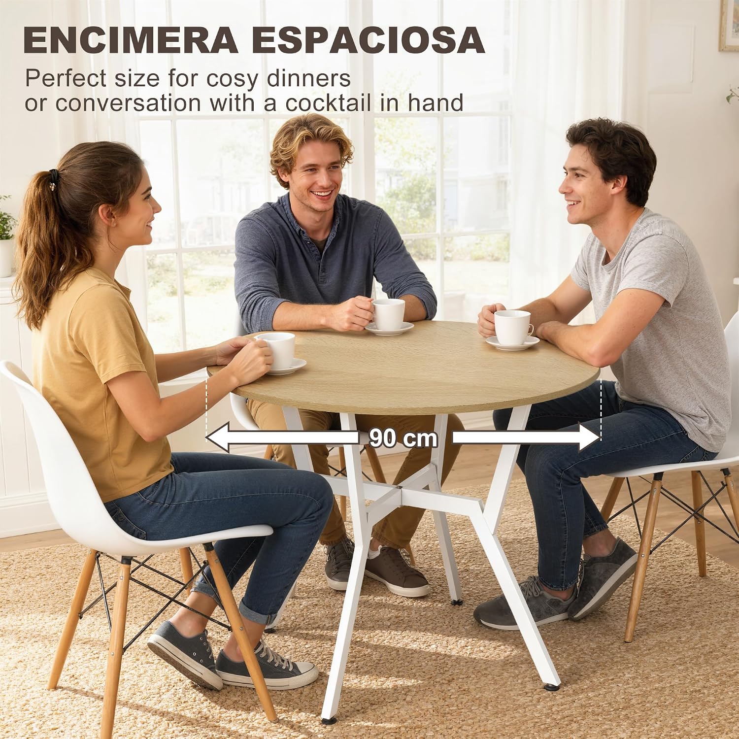 Thumbnail 5 de HOMCOM Mesa de comedor redonda Ø90 cm para 2
