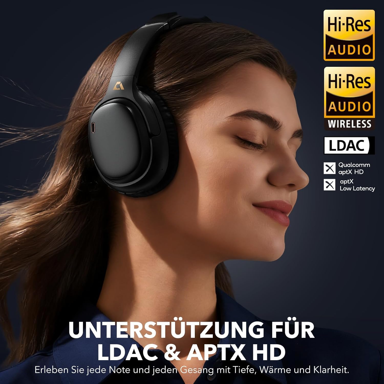 Thumbnail 6 de 1Mii E700 Bluetooth Over-Ear Kopfhörer mit ANC, LDAC/aptX Low Latency und App-EQ (schwarz)
