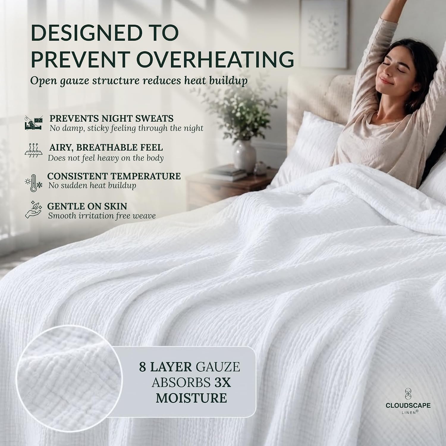 Detalle 2 de Cloudscape Muslin Blanket, King Size