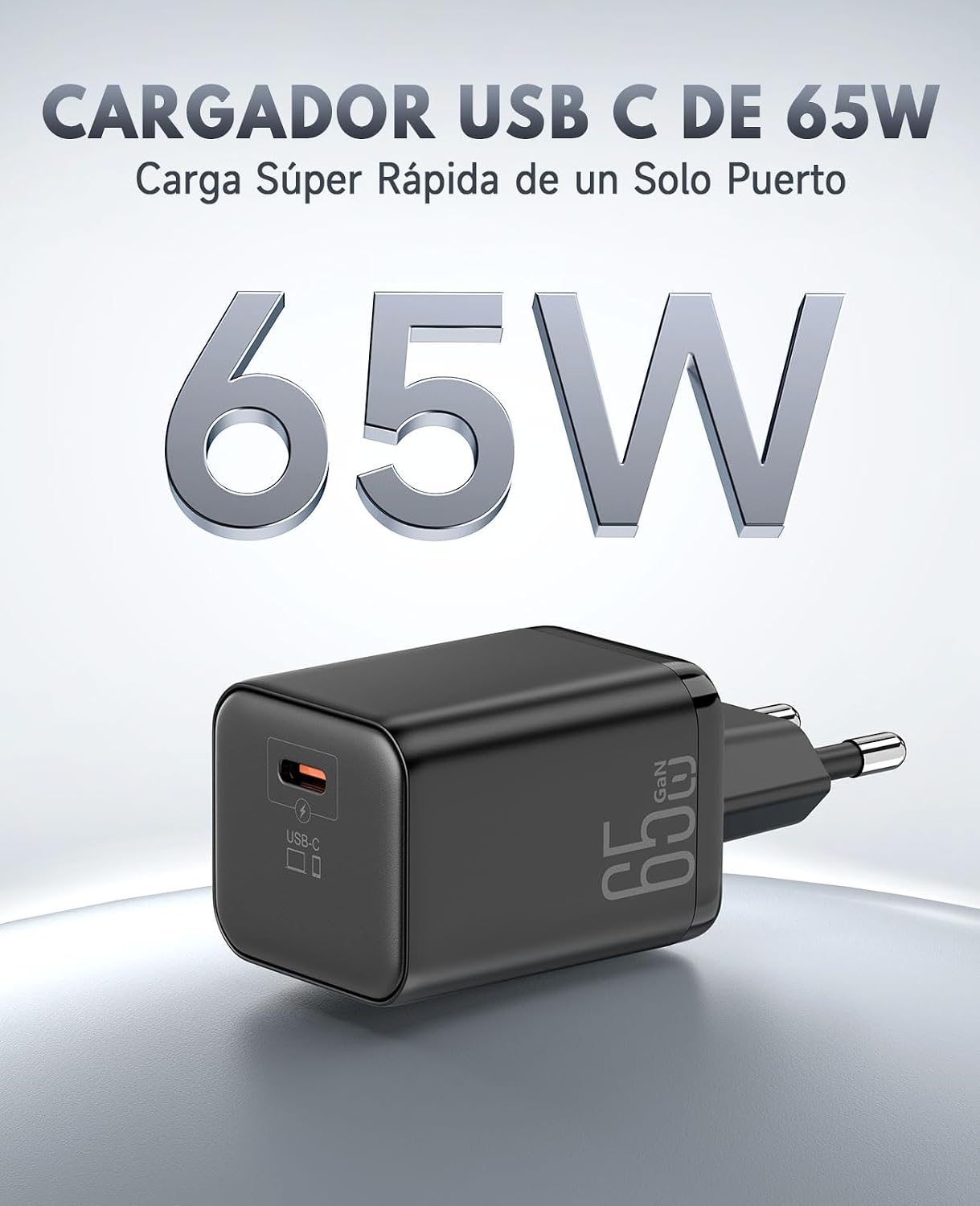 Detalle 2 de ViSSKO cargador de 65W para MacBook Air con USB-C PD 3.0 y GaN II (cable trenzado USB-C de 2 m)