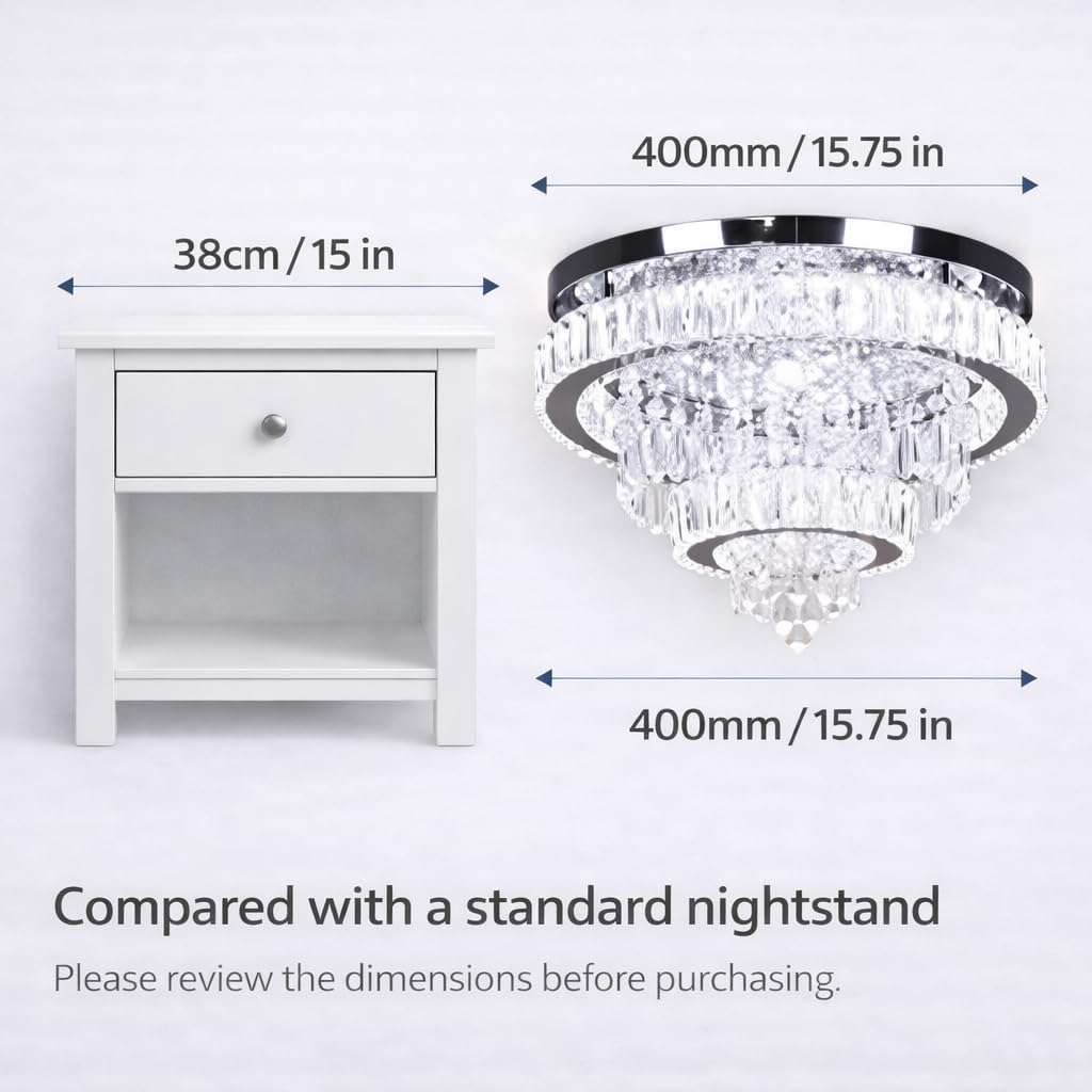 Detalle 2 de Finktonglan 2040 2-Ring Crystal LED Semi-Flush Ceiling Light, 6500K