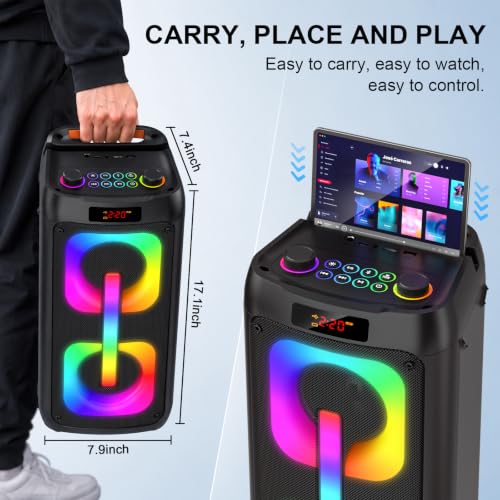 Detalle de Gesnada K68: Máquina de Karaoke con 2 micrófonos inalámbricos y Altavoz Bluetooth