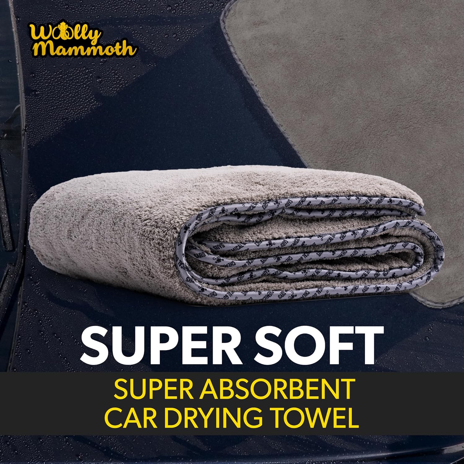 Detalle 2 de Chemical Guys Woolly Mammoth Large Microfiber Drying Towel (36 x 25 in, Gray) — Ultra Plush, Super Absorbent Car Drying Towels