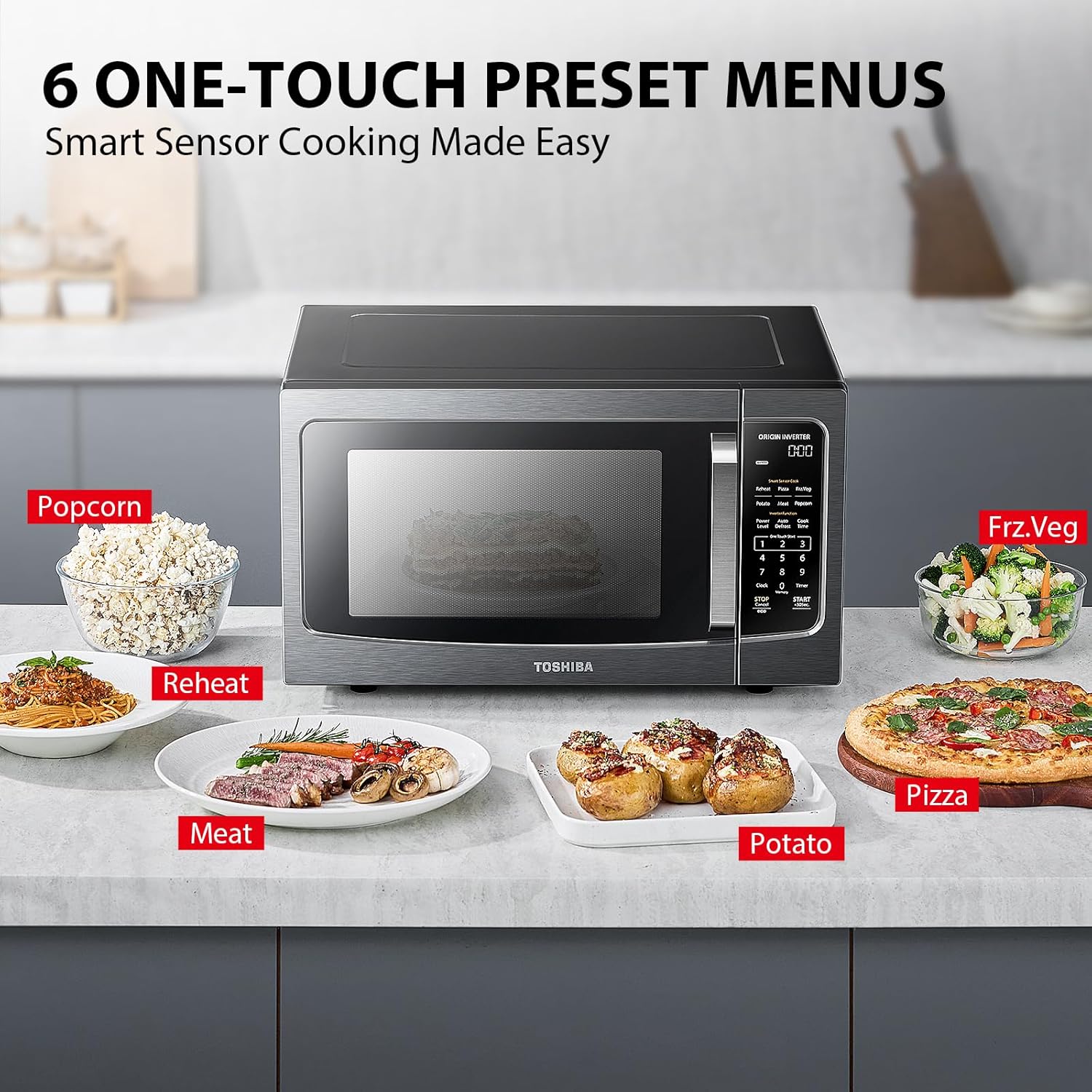 Detalle de TOSHIBA ML-EM45PIT(BS) 1.6 Cu.ft countertop microwave