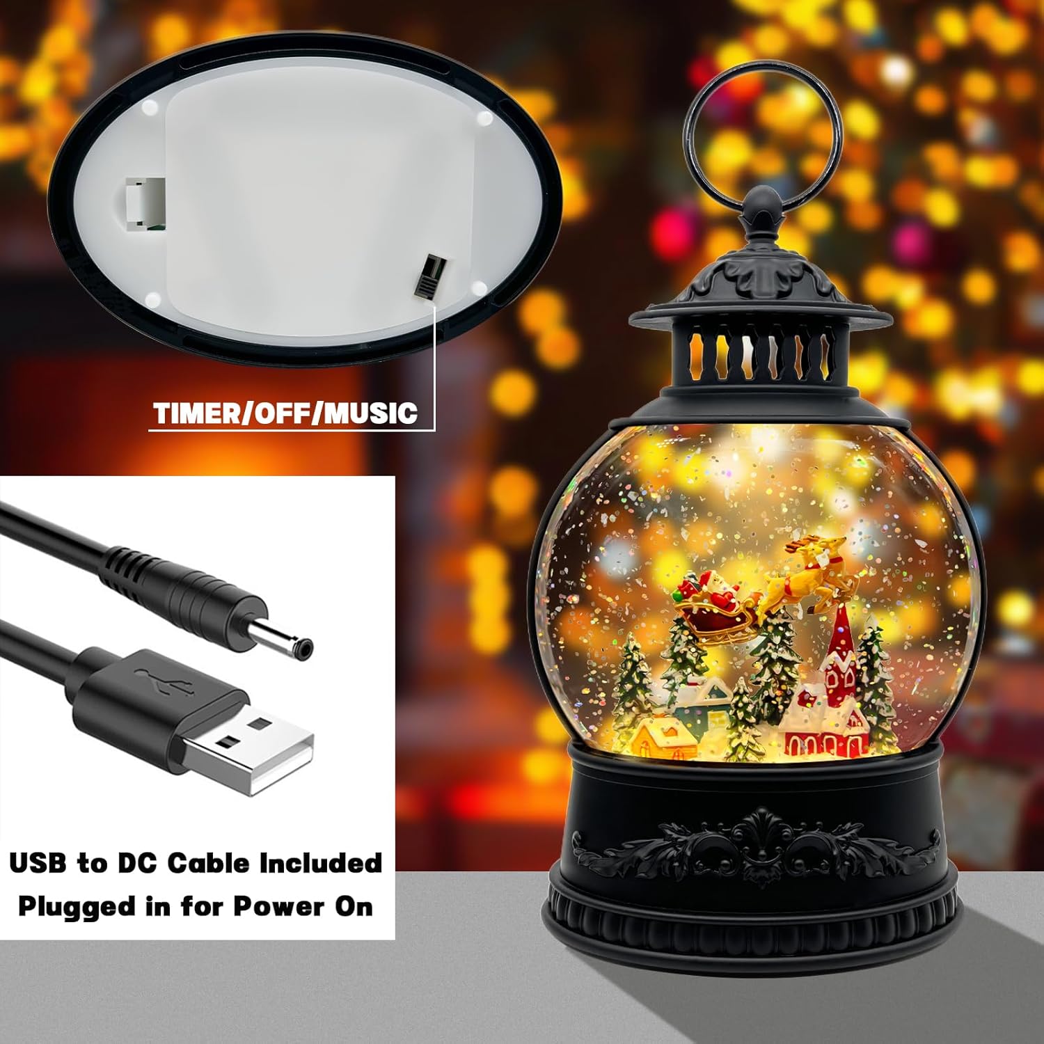 Detalle 2 de AOMIL Christmas Snow Globe Lantern with Music ๐