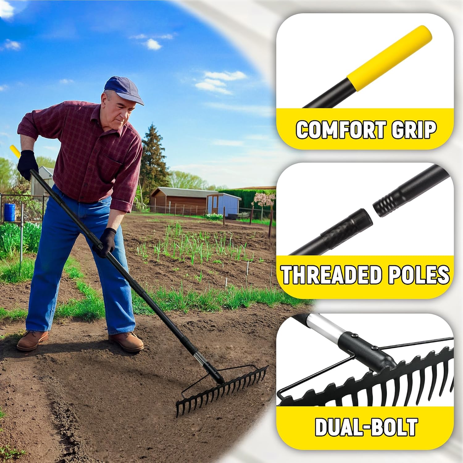 Detalle de BlumeTrec Bow Rake 172cm adjustable handle