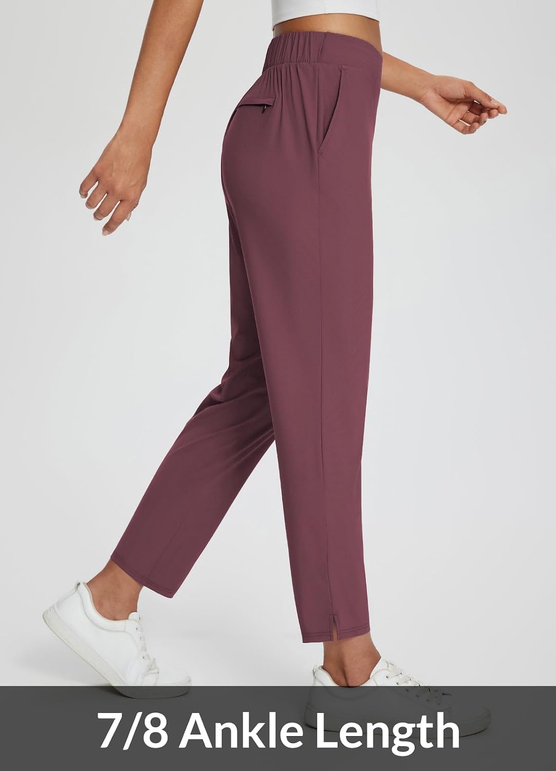 Detalle 1 de baleaf Women's Travel Pants, 7/8 Ankle, UPF 50+, Zip Pockets, Petite Fit
