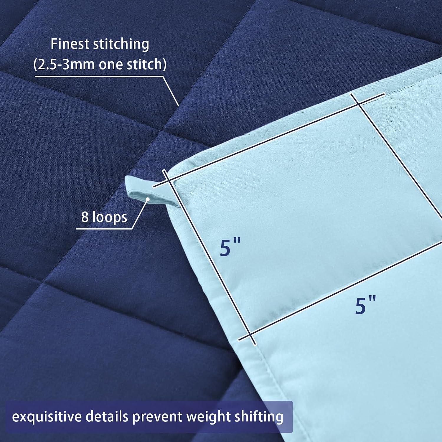 Thumbnail 5 de Weighted Blanket 20 lb Queen size cooling navy đź’™