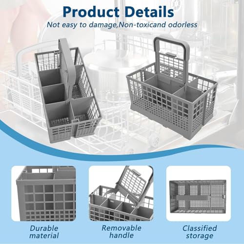 Detalle de Griwuut Dishwasher Cutlery Basket with Removable Handle — Universal Replacement Accessory