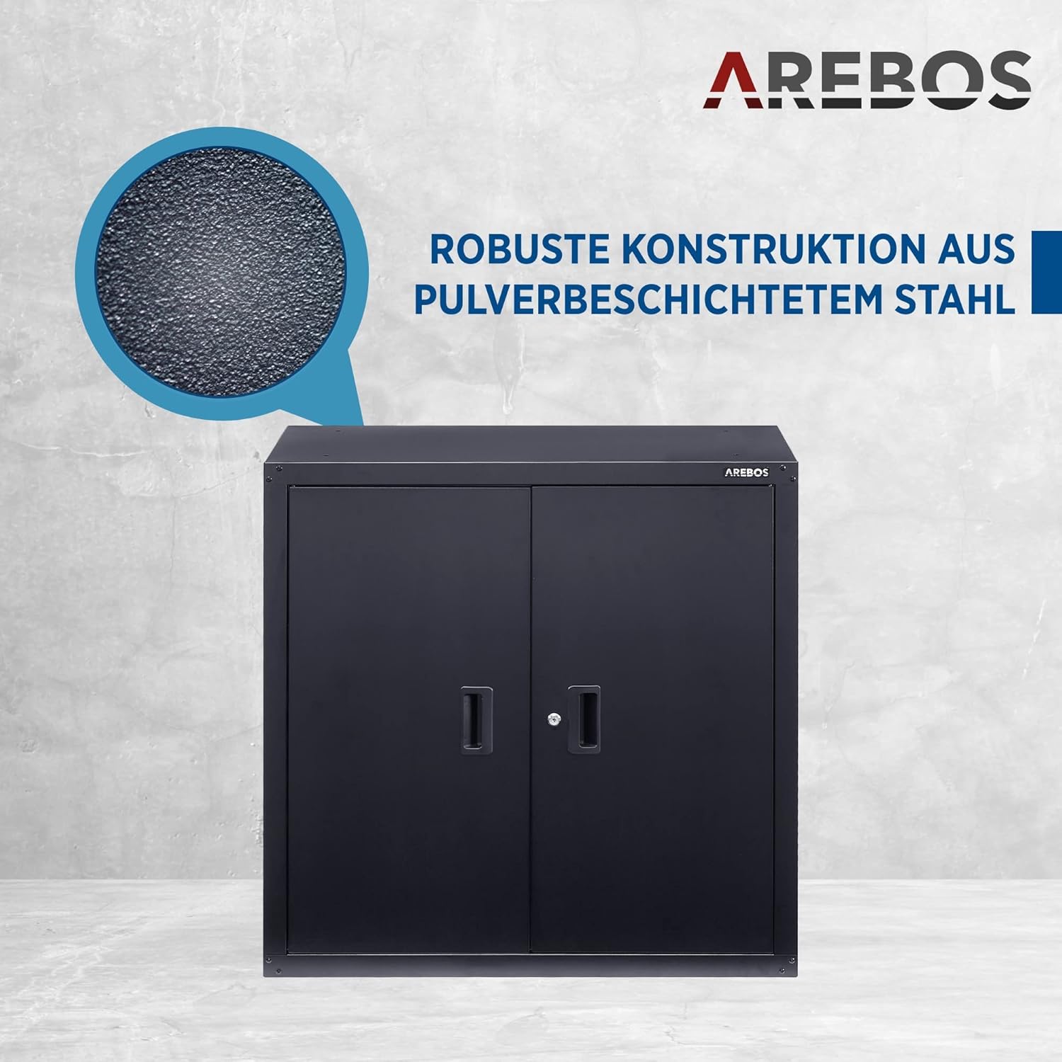 Thumbnail 5 de Arebos Aktenschrank / Büroschrank mit abschließbarem Stahlsystem, höhenverstellbarem Einlegeboden (90 x 90 x 40 cm)