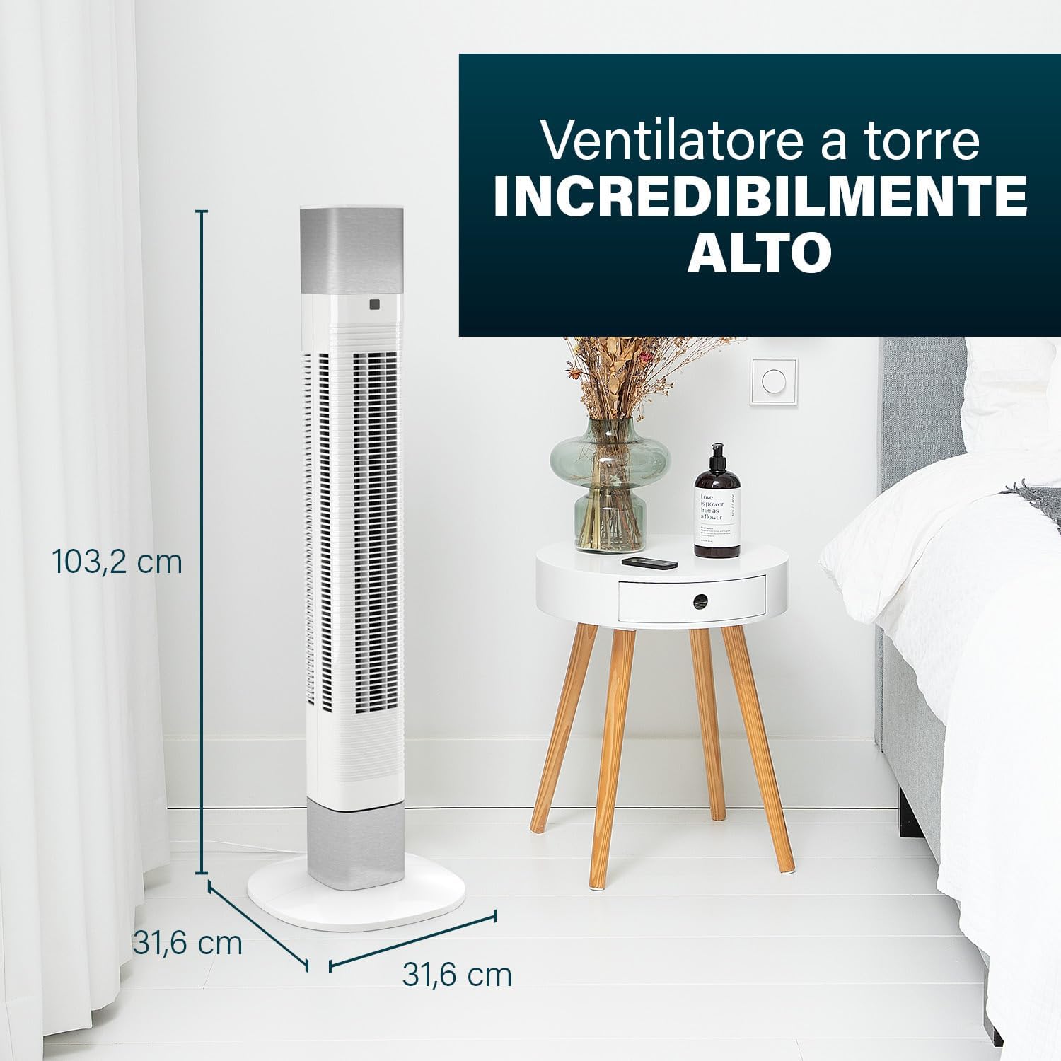 Thumbnail 1 de Princess ventilatore a colonna silenziosa bianco da 103 cm: 3 modalità, 3 velocità e oscillazione