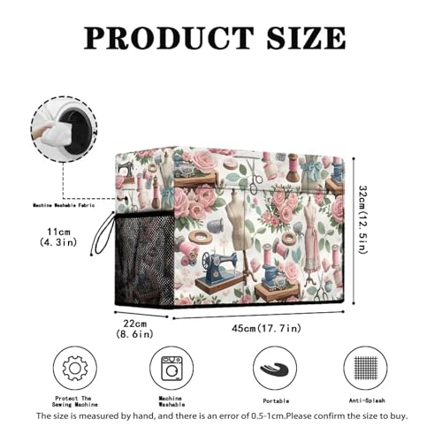 Detalle 2 de Drnuikhe Sewing Machine Cover with Storage Pockets – Dust & Pet Hair Protection for Standard Machines