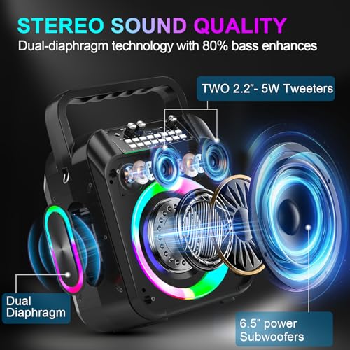 Detalle de Macchina Karaoke socodox: Sistema PA portatile con 2 microfoni wireless, Bluetooth 5.3 e luce RGB
