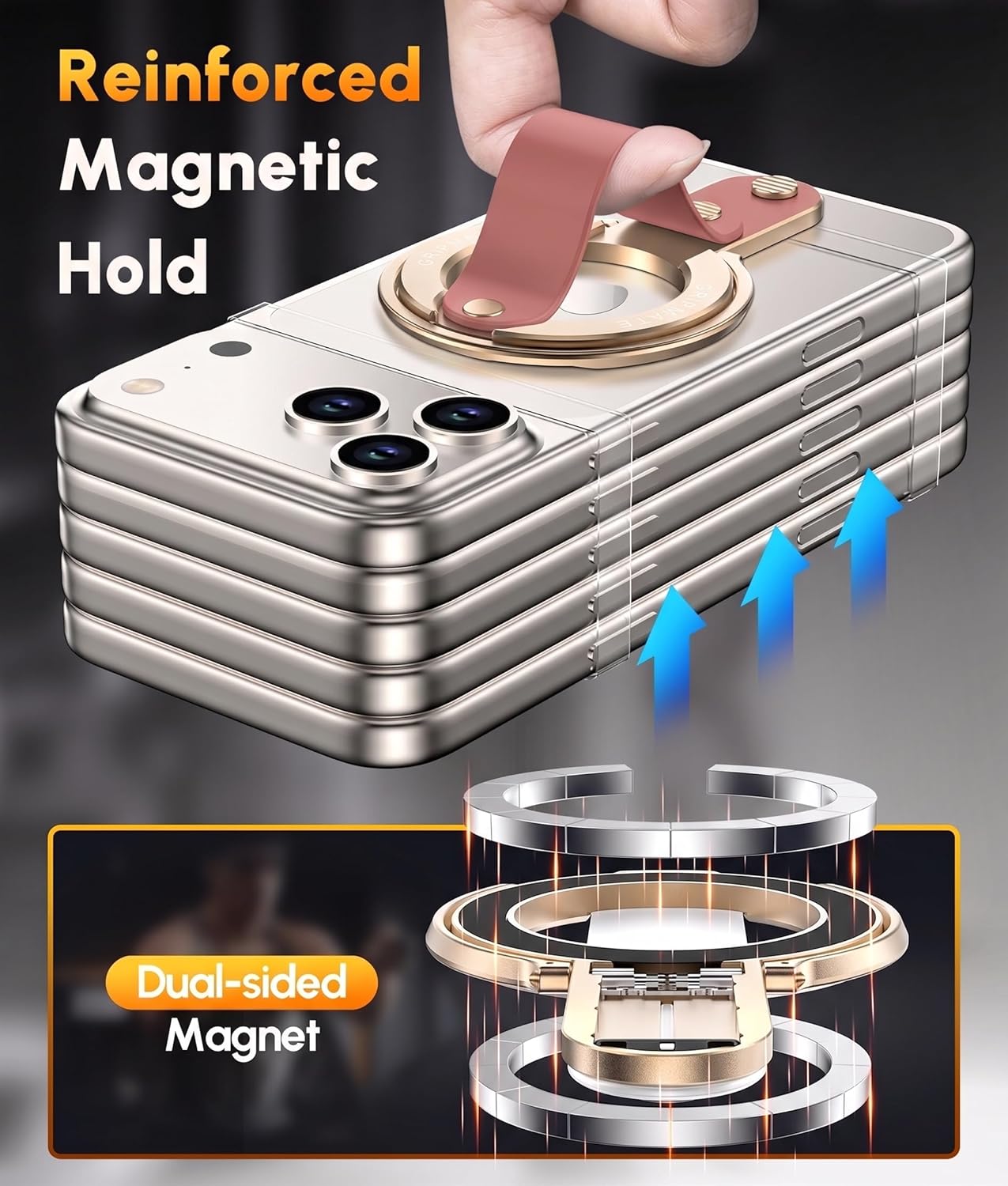 Detalle 2 de GripMate Magnetic Phone Holder, Slim Amber MagSafe Ring Grip & Stand