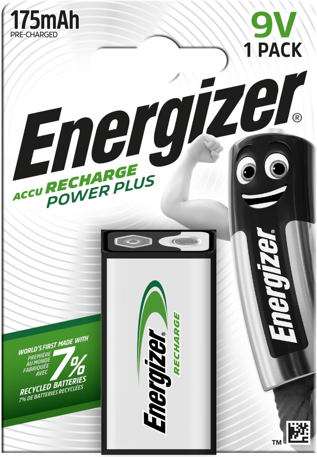 Detalle de Energizer Recharge Power Plus 9V Rechargeable Battery (1 Pack) – NiMH 175 mAh