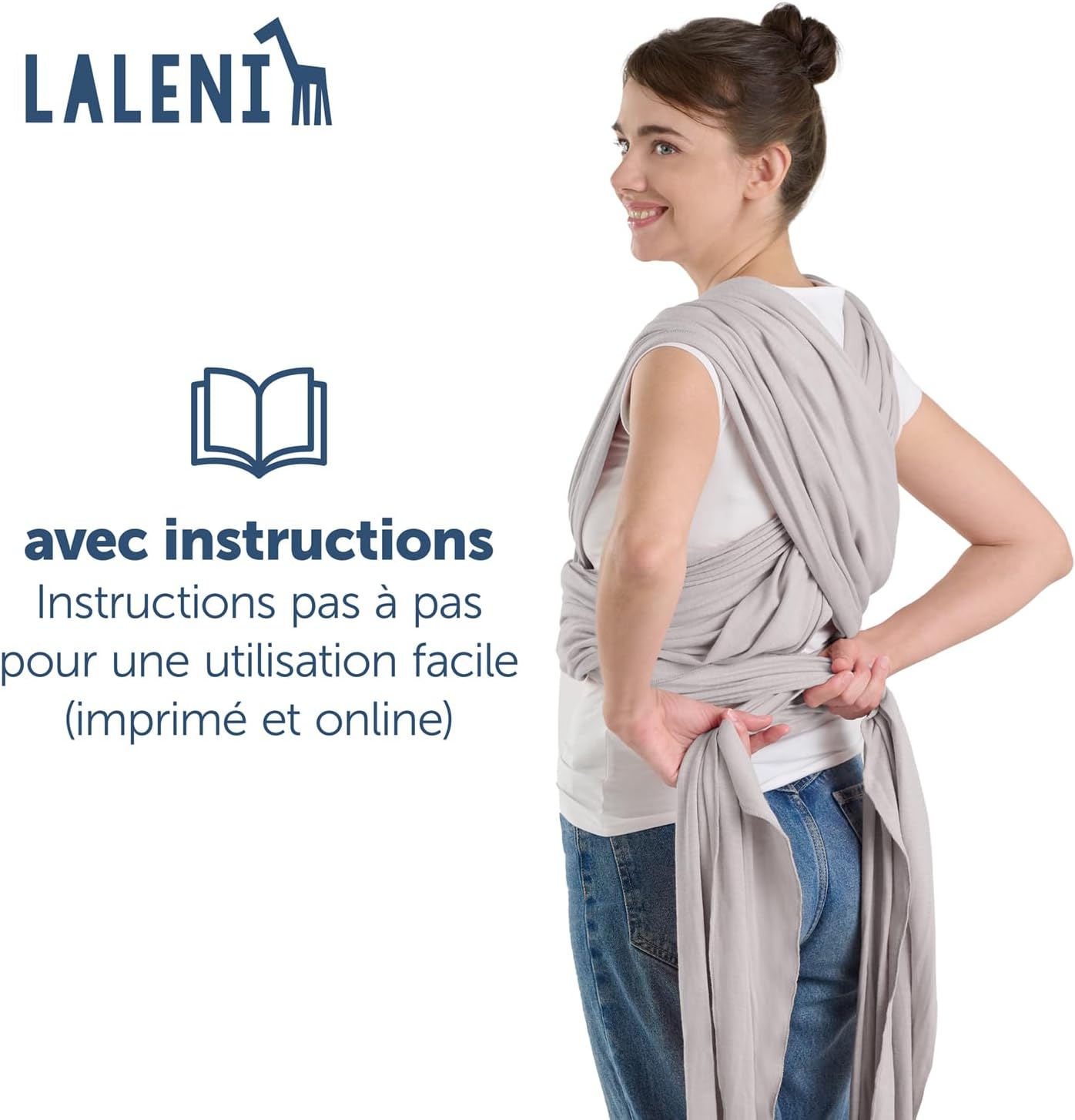 Thumbnail 6 de Laleni Écharpe de portage nouveau-né jusqu’à 15 kg en coton (gris clair) – porteur physiologique