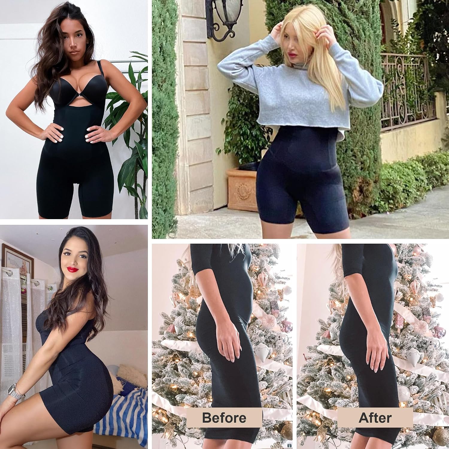 Detalle de SHAPERX Tummy Control Seamless Open-Bust Mid-Thigh Shapewear Bodysuit