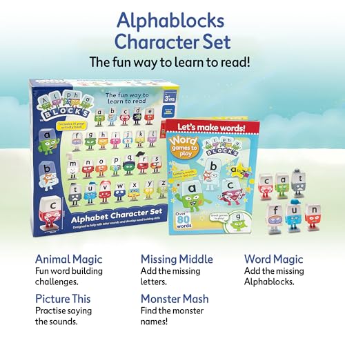 Detalle de ALPHABLOCKS Character Play Set — Kids Alphabet Plastic Figures Blocks Toy