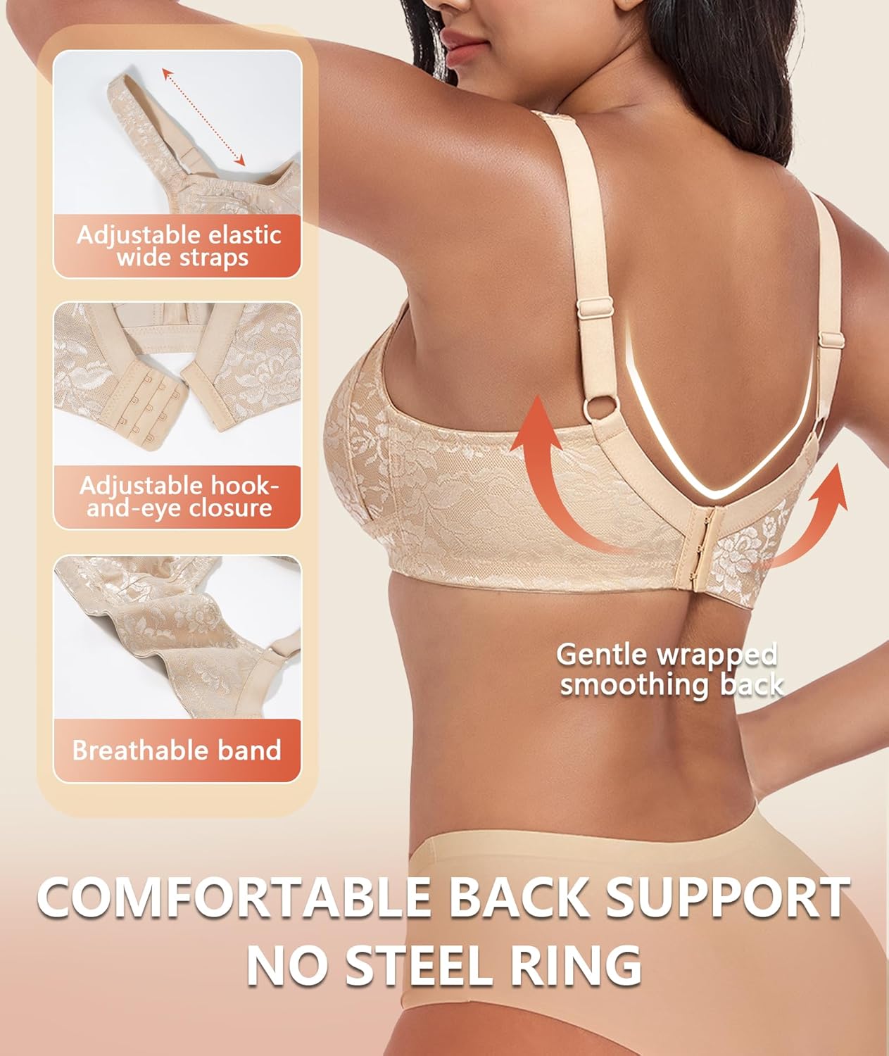 Thumbnail 3 de UPGAMR Full Coverage Minimizer Bra (wirefree) – lace jacquard, plus size comfort