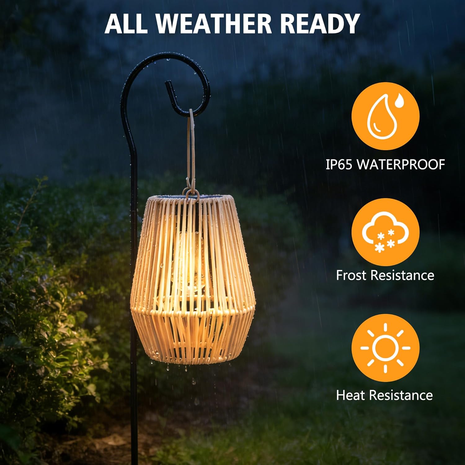 Thumbnail 3 de Solar rattan lanterns for outside (2-pack) – waterproof outdoor garden lights