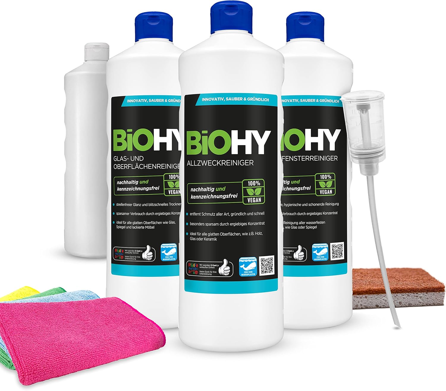 Detalle de BIOHY Zestaw koncentratów do szyb i powierzchni, 3 × 1 l