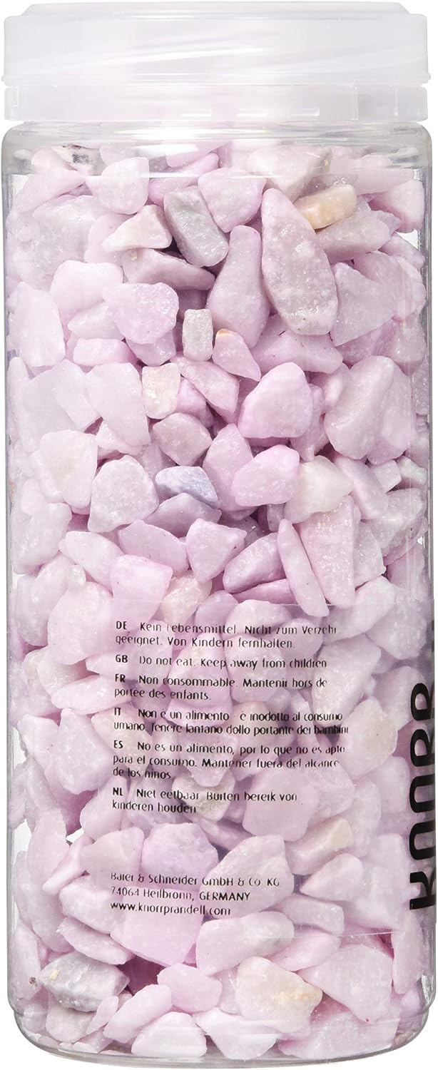 Detalle 2 de Knorr Prandell Pierres décoratives Rose 9-13 mm, 500 ml – Sable décoratif rose pour vases et photophores