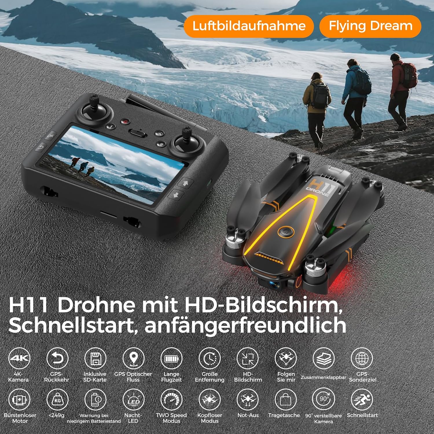 Thumbnail 4 de Drone C0 4K GPS-Drohne mit Bildschirmfernsteuerung