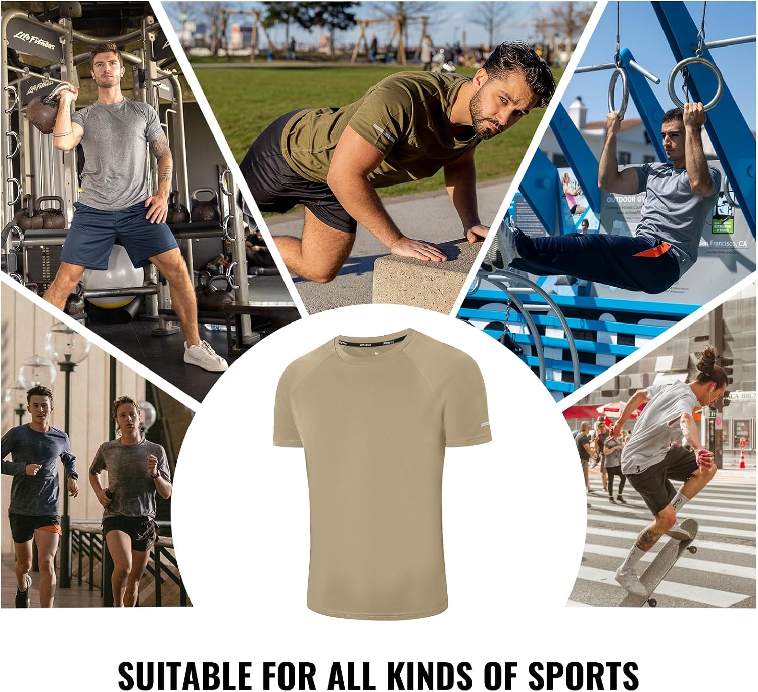 Detalle de Mens Gym T-Shirts: Athletic Running Short Sleeve Tee for Men