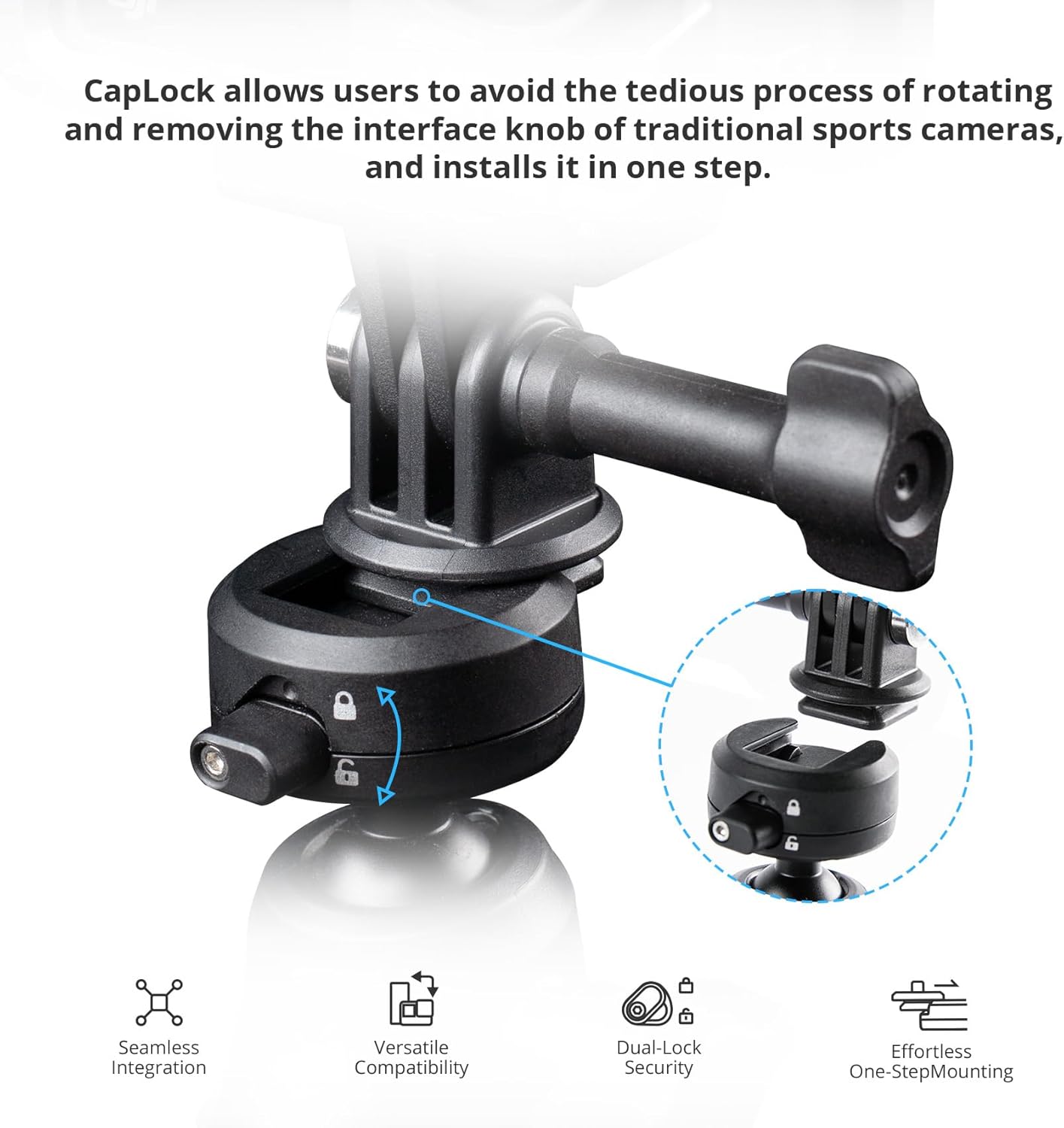 Detalle de PGYTECH CapLock Extension Pole Mini Tripod – Versatile One-Stop Selfie and Tripod Solution