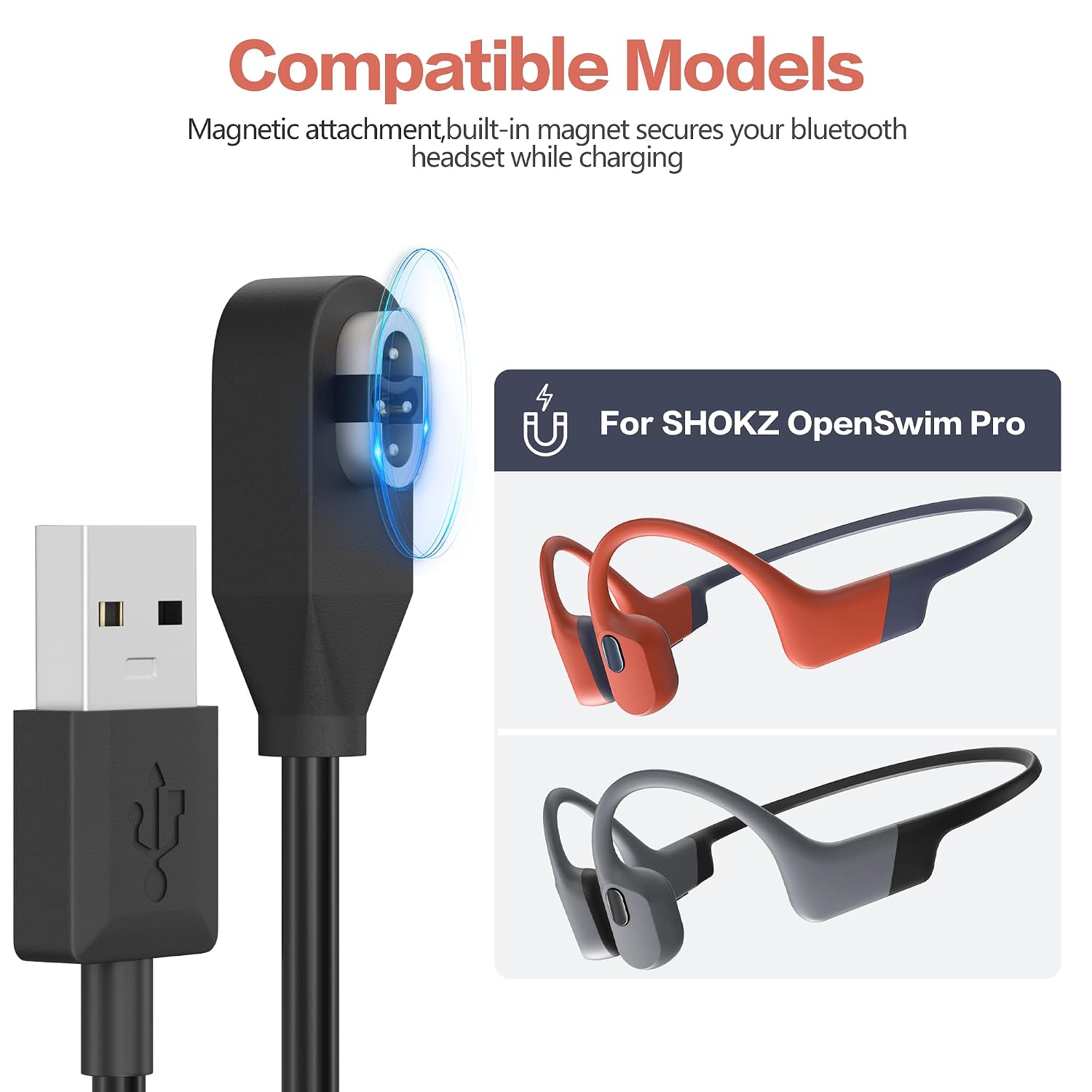 Detalle de AWINNER Magnetic Charging Cable for SHOKZ OpenSwim Pro S710