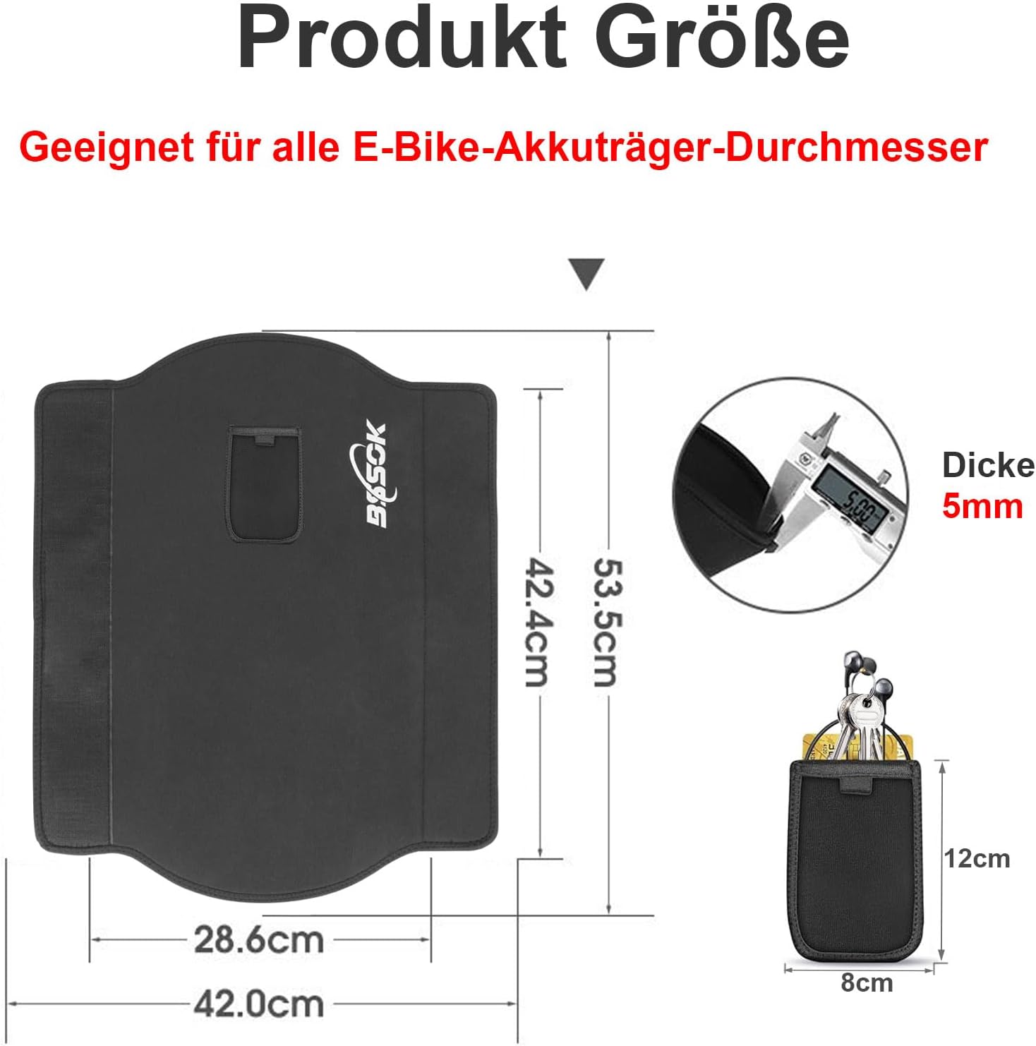 Detalle 2 de BSSOK E Bike Akku Schutzhülle – Universelle Neopren-Abdeckung für E-Bike-Akkus