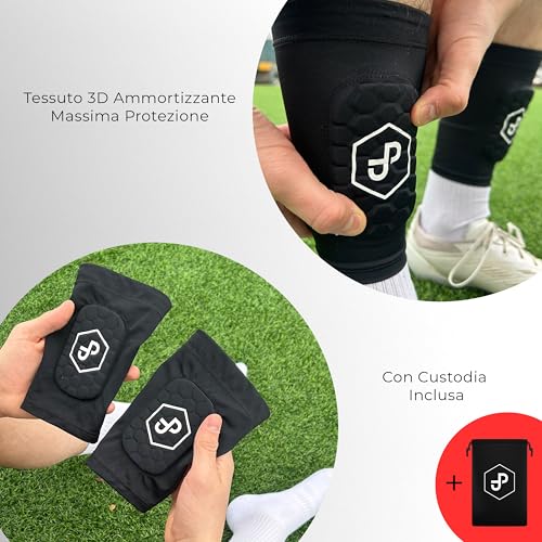 Detalle 2 de JDP Premium parastinchi 3 in 1: protezione integrata con calze, taglia M, nero