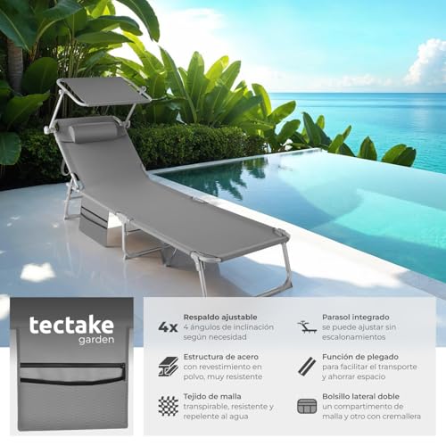 Thumbnail 2 de tectake Set de tumbonas plegables jardín exterior