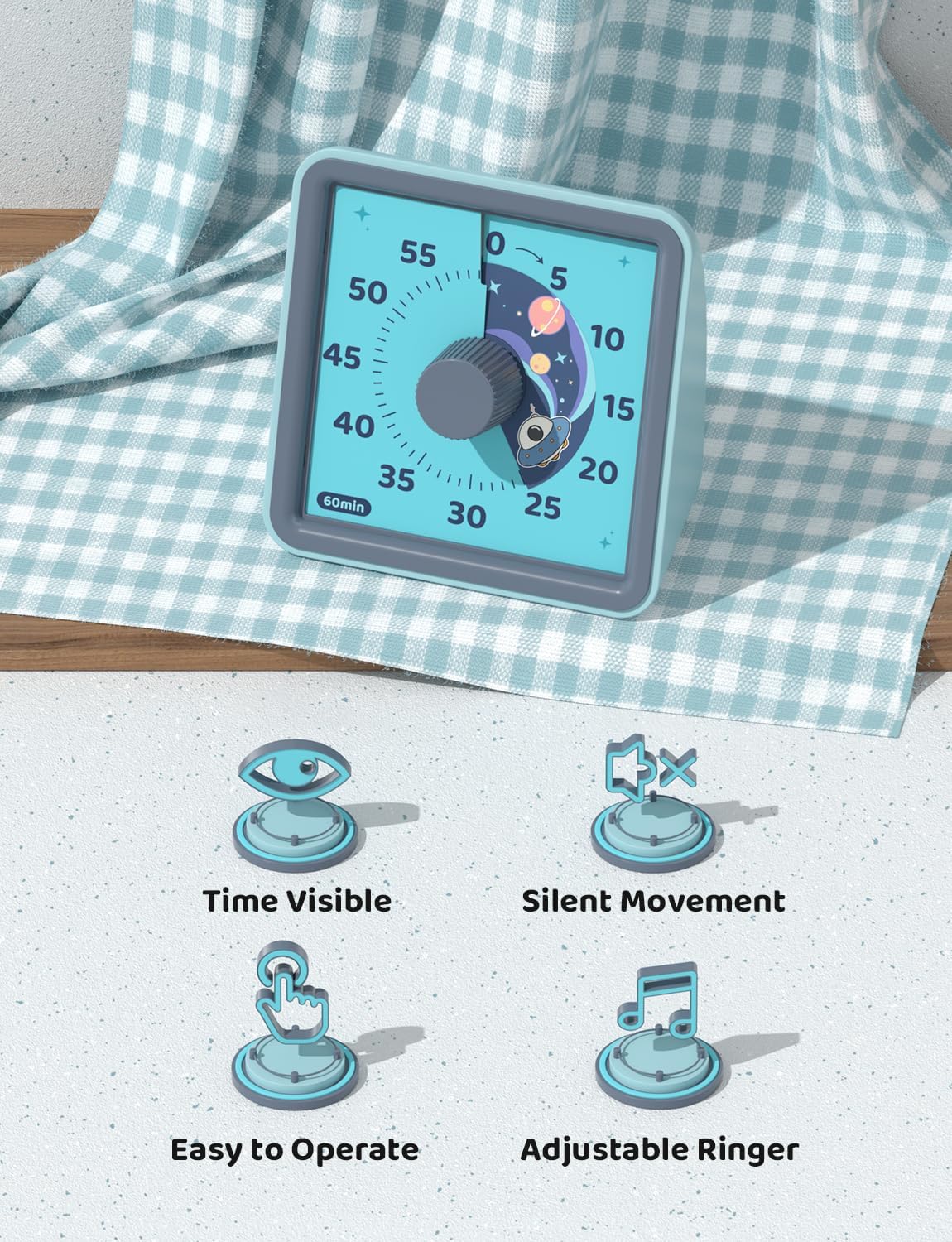 Detalle de LIORQUE Timer Visivo Bambini 60 Minuti: Timer Analogico Silenzioso e Guidato per Aule e Riunioni