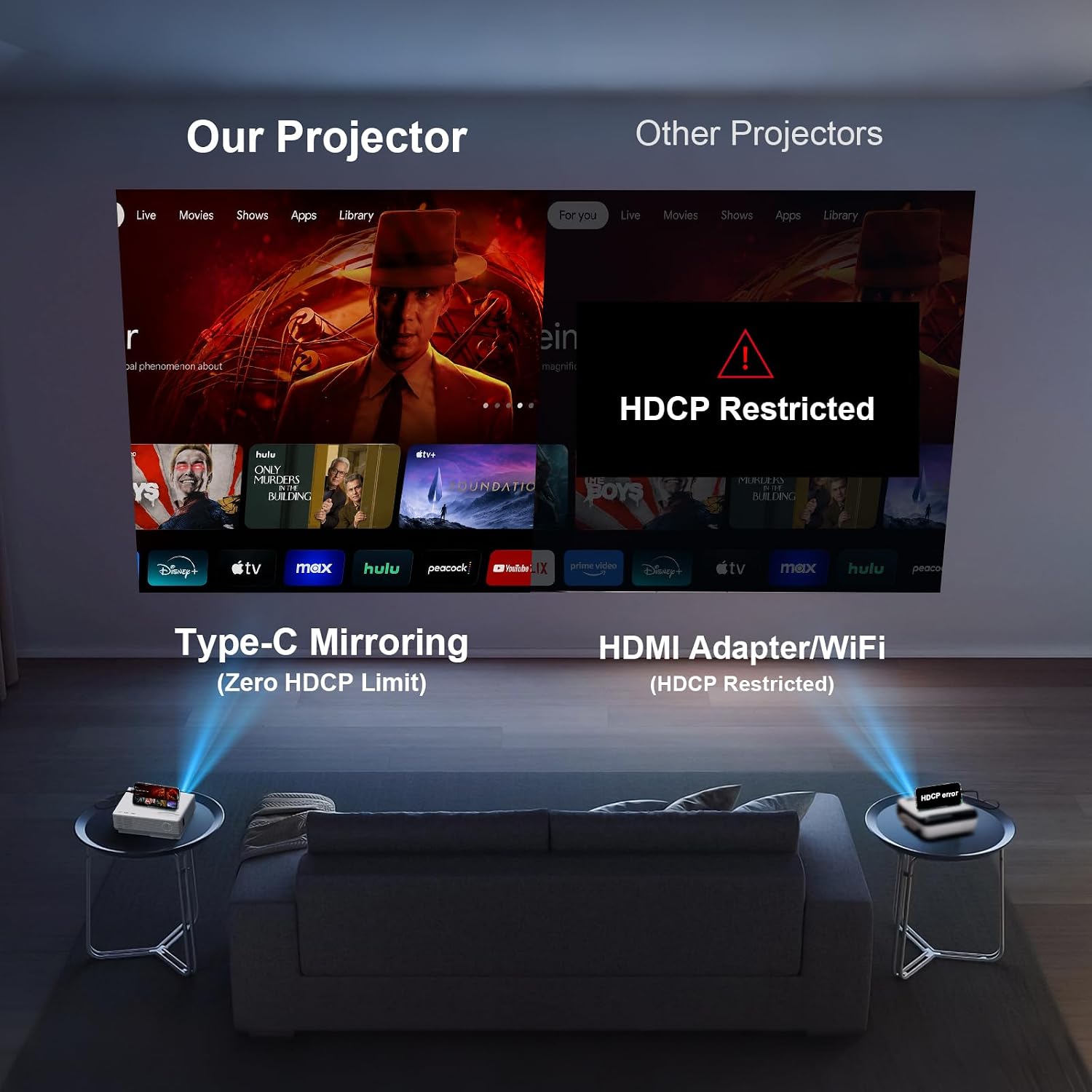 Thumbnail 4 de PANSEBA 1080P Mini Projector with Screen