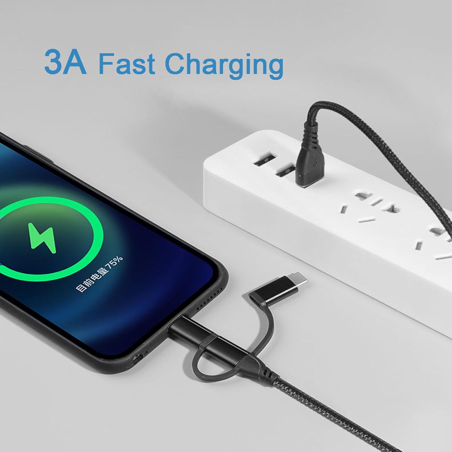 Thumbnail 4 de Unillous Multi Charger Cable 5 in 1 (USB-A/USB-C to Phone/Micro USB) braided fast-charging 1m